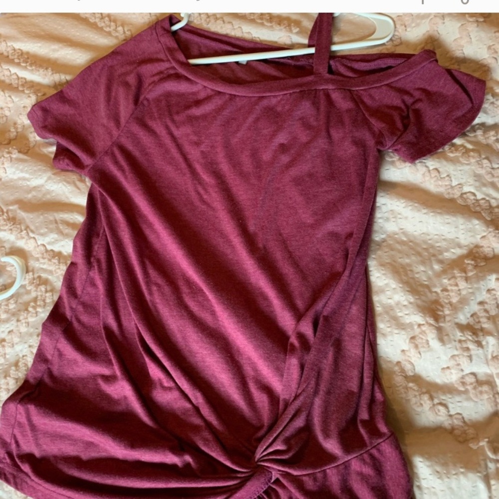 One cold shoulder, twist bottoms top